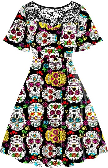 AOBUTE - sugar skull dress womens