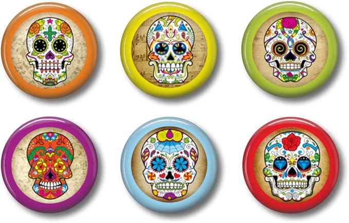 Sugar Skull Magnets for Fridge Office and School Locker - Super Strong - Made in USA - Day of The Dead Theme (Sugar Skulls) - sugar skull christmas ornament