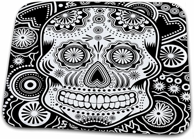 3dRose Ancello Sugar Skull - Geometric Sugar Skull - Bathroom Bath Rug Mats (rug-201651-1) - sugar skull toilet mat set