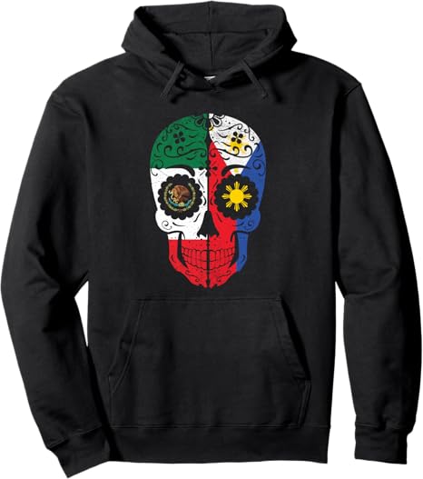 Mexipino Mexican Filipino Flag Gifts - sugar skull hoodie mens