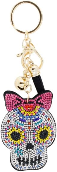 Sugar Skull Faux Suede Tassel Stuffed Pillow Key Chain Handbag Charm - sugar skull throw pillow