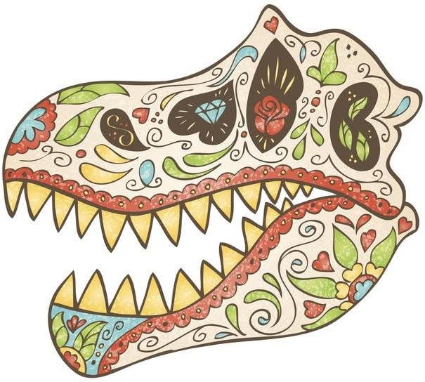 Laminated Tyrannosaurus Sugar Skull Poster Dry Erase Wall Art 16x24 - sugar skull poster print
