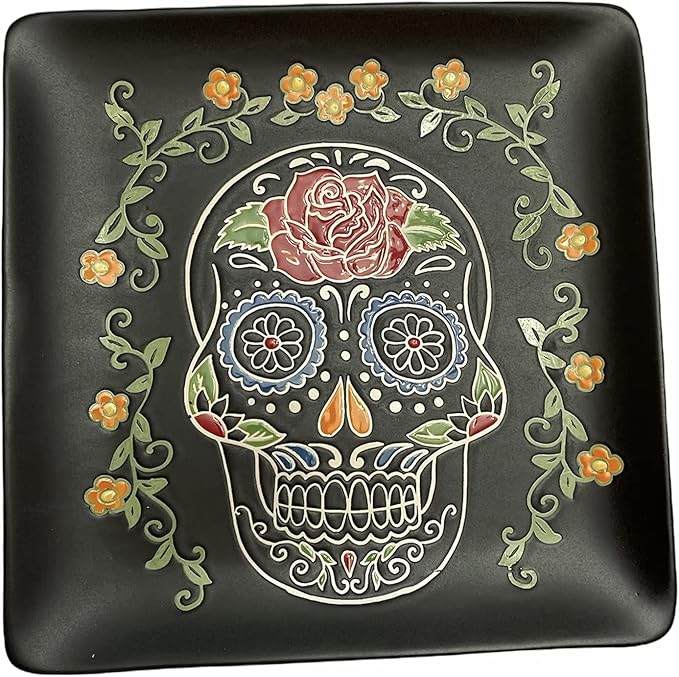(BF Ceramic Sugar Skull Plate - sugar skull plates set