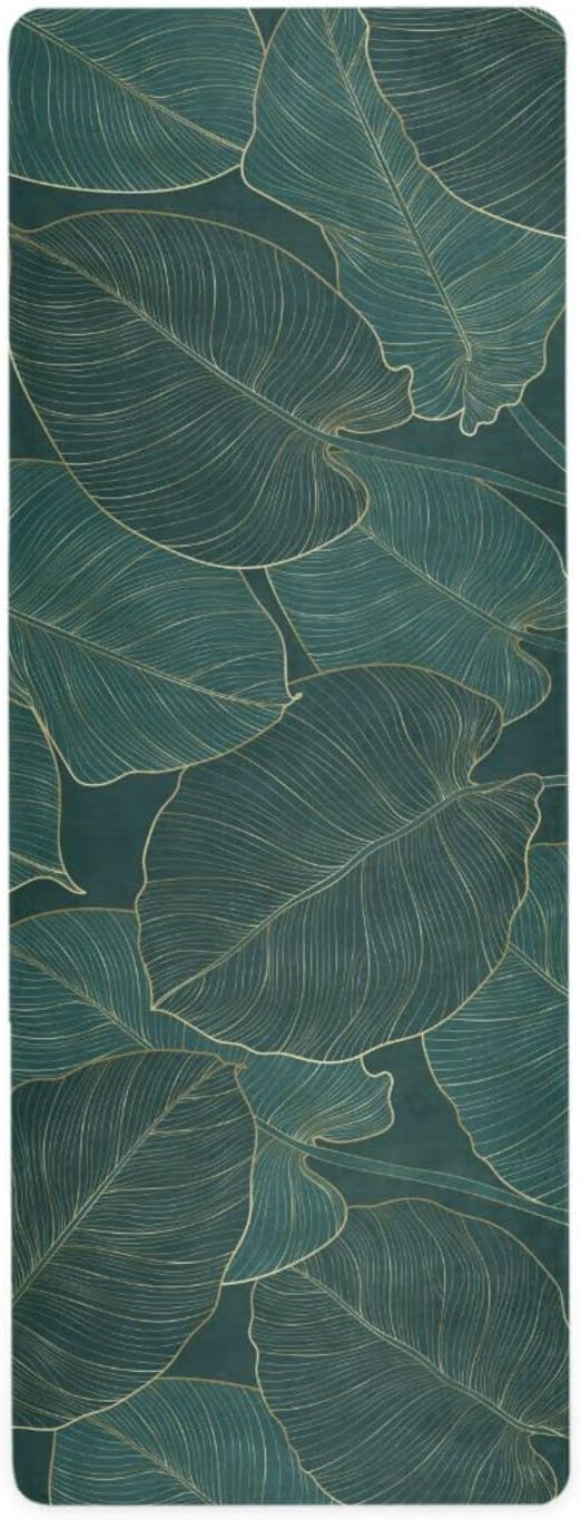 Vintage Mandalas Leaves Yoga Mat Non Slip Thick Kids Banana Palm Eco Friendly Rubber Workout Foldable Yoga Mat Women Exercise A003 - sugar skull yoga mat