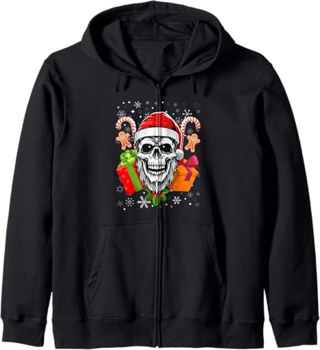 Xmas Sugar Skull Christmas Ugly Skull Gothic - sugar skull hoodie mens