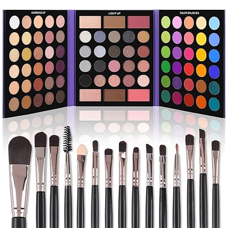 UCANBE Eyeshadow Palette with 15Pcs Brushes Makeup Set, Pigmented 86 Colors Make Up Sets Valentine's Gift, Matte Shimmer Glitter Eye Shadow Pallet Highlighter Contour Blush Powder Brush Beauty Kit - sugar skull makeup kit