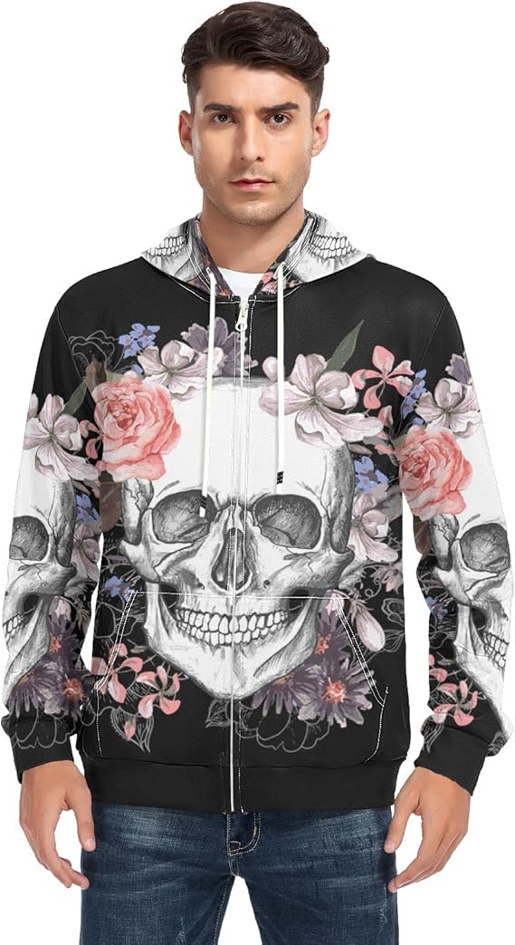 ALAZA - sugar skull hoodie mens