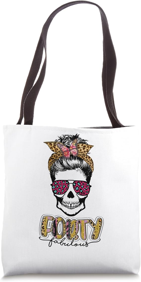 Forty & Fabulous Sugar Skull Mom 40th Birthday Gifts Tote Bag - canvas sugar skull tote bag