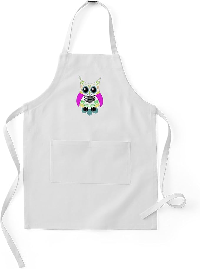 CafePress Sugar Skull Multi Pink Color Owl Kids Baking Apron - sugar skull apron for women