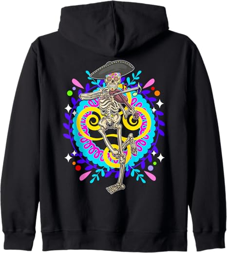 Day of the Dead Día de Los Muertos Art by NLTS - sugar skull zip up hoodie mens