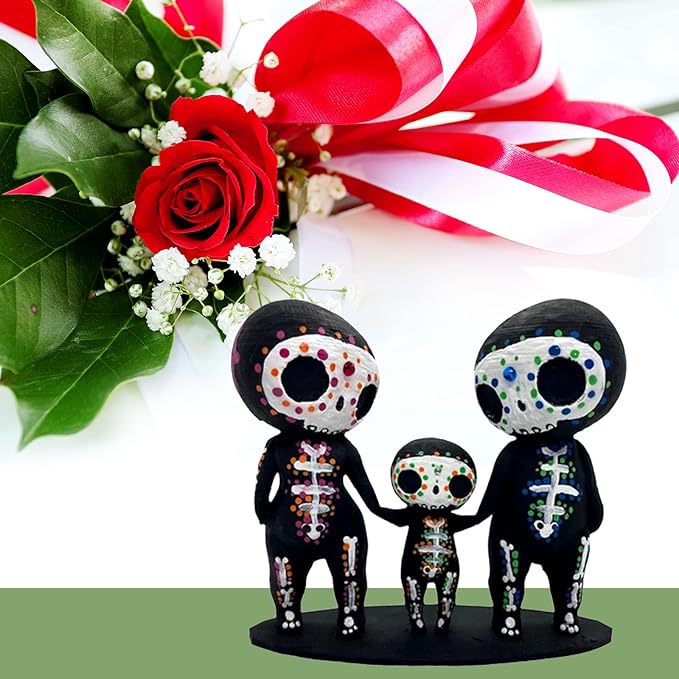 Sugar Skull Couple Statue,Sugar Figurine,Sugar Statue Kit,Resin Crafts Cute Skeleton Memorial Sculpture, Halloween Home Decor Collectible Figurines,Sugar Gifts for Women (F) - sugar skull garden decor