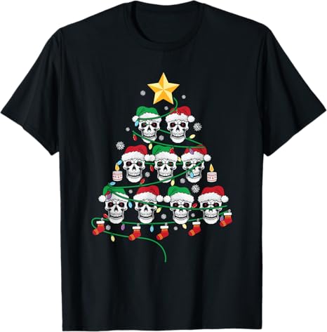Skull Christmas Tree Santa Hat - sugar skull pajamas womens