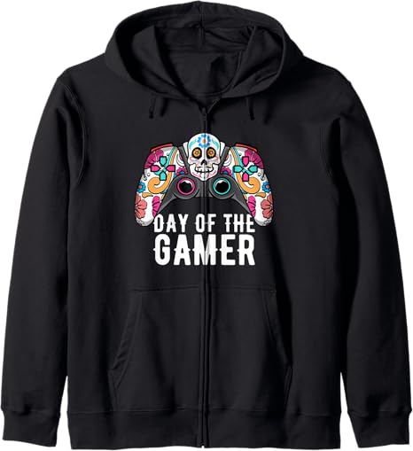 Day of The Gamer Sugar Skull at Dia De Los Muertos - sugar skull hoodie mens