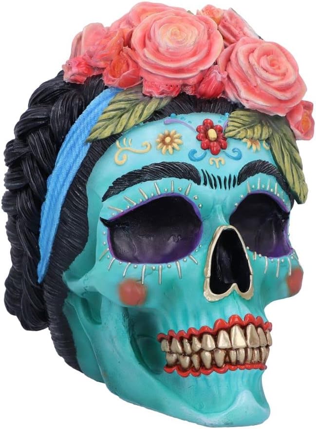Nemesis Now, Calavera de Azucar, Blue, 19cm - sugar skull garden decor