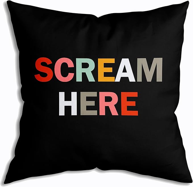 Scream Here Funny Weird Decor Throw Pillow Covers 18x18，Funky Throw Pillow Covers Colorful Office Decor - sugar skull throw pillow
