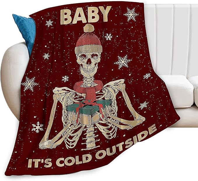 Christmas Skeleton Throw Blanket Cozy Plush Gothic Sugar Skull Flannel Fleece Ultra Soft Halloween Blankets Lightweight Fuzzy Party Blanket Spooky Gifts for Bed Couch Sofa Women Kids 50"x40" - sugar skull throw blanket