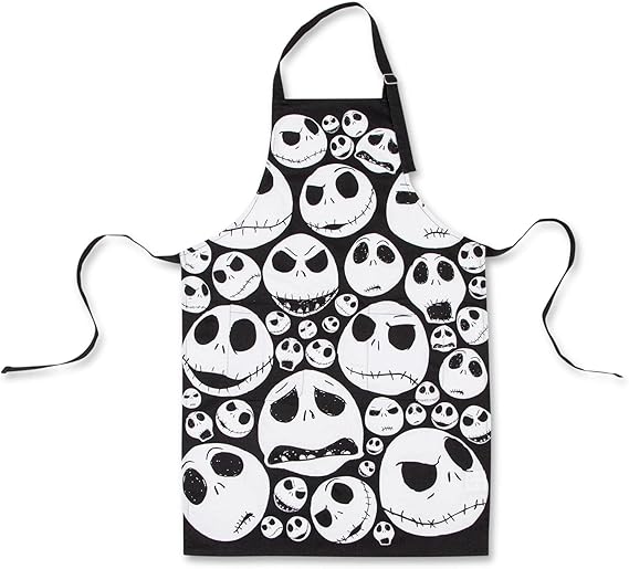 Ukonic Disney The Nightmare Before Christmas Jack Skellington Faces Cooking Apron For Kitchen, Baking, BBQ - sugar skull apron for women