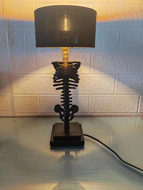 DRCUROTS Skeleton Table lamp:USB Plug in 5w Table lamp,13 inch Gothic Home Decor lamp Skeleton Table lamp for Any Room Gothic Home Decor! (Grey) - sugar skull table lamp