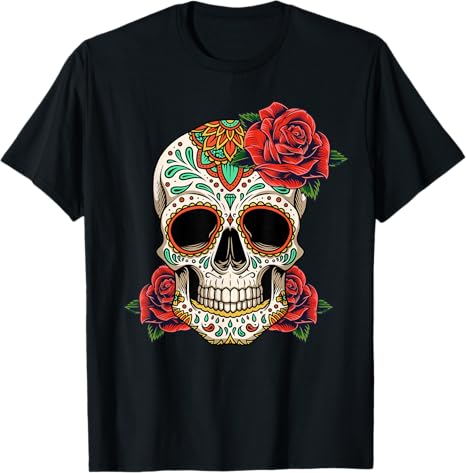 Floral Sugar Day of Dead Tees - sugar skull t-shirt womens