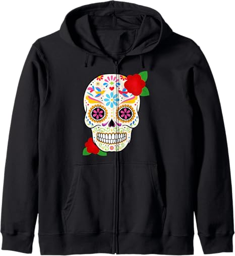 Dia De Los Muertos Skeleton Sugar Skull Mexican - sugar skull hoodie mens