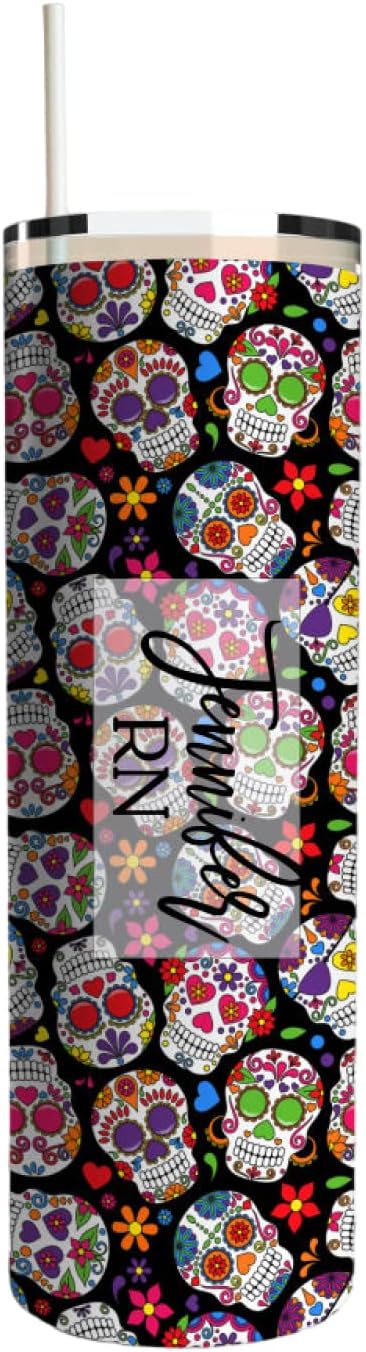 KimKaps Sugar Skulls Tumbler - sugar skull tumbler with straw