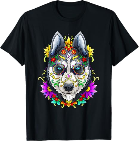 Dog Day of the Dead Shirt - sugar skull t-shirt womens