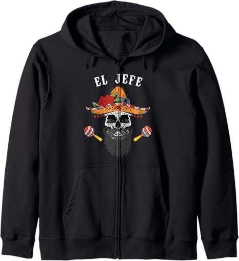 El Jefe The Boss Mexican Flower Sugar Skull Dead - sugar skull hoodie mens