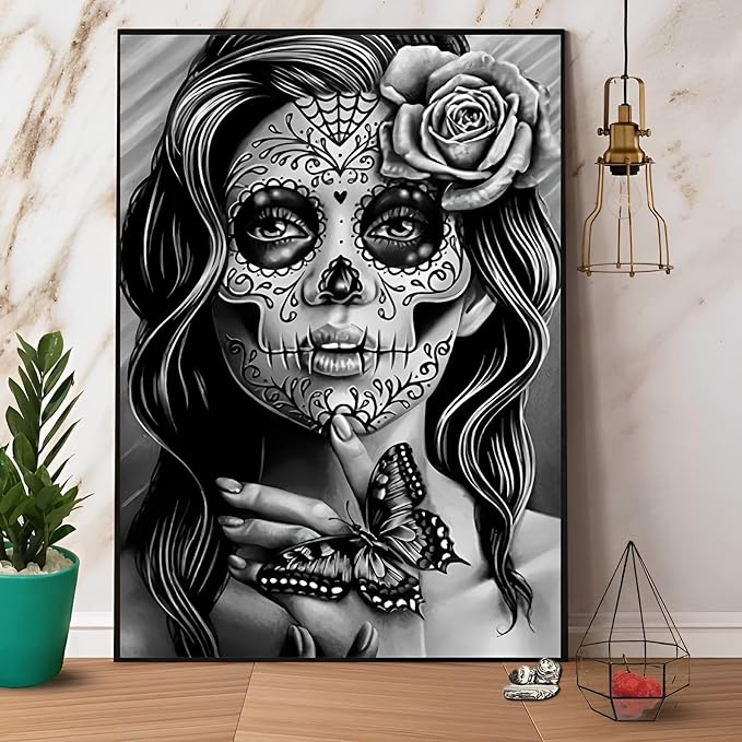 Gorgeous Sugar Skull Lady Day Of The Dead Vintage Signage For Home Garage Decor Gifts Metal Tin Sign 6x8 Inch - sugar skull poster print