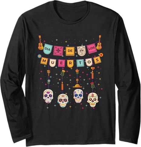 Mexico Gifts: Mexican Sugar Skull - sugar skull long sleeve shirt mens