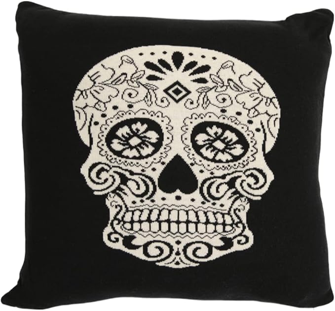 20x20 Knit Sugar Skull Pillow - sugar skull throw pillow
