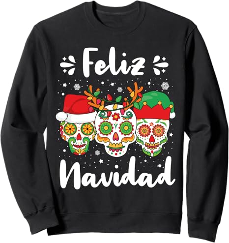 Ugly Christmas Navidad Attire - sugar skull sweatshirt womens