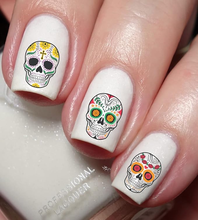 Sugar Skulls Nail Art Decal Sticker - sugar skull nail art