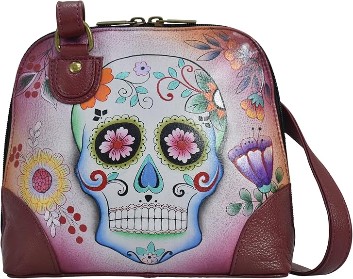 Leather Small Multi Compartment Zip-Around Organizer - sugar skull handbags for sale