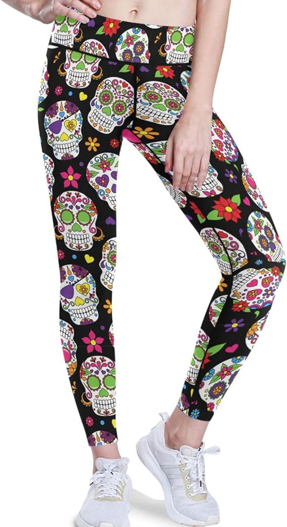 visesunny - sugar skull leggings for women