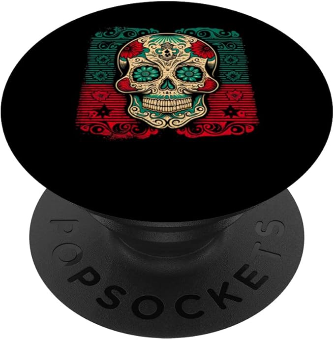 Sugar Skull Flowers & Roses Artistic Tattoo Cinco De Mayo PopSockets Swappable PopGrip - sugar skull temporary tattoo