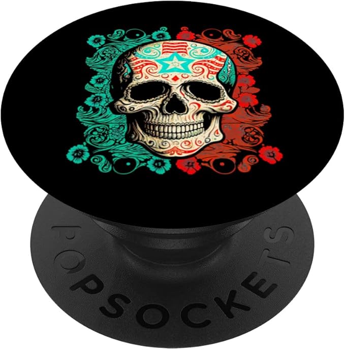 Sugar Skull Flowers & Roses Artistic Tattoo Cinco De Mayo PopSockets Swappable PopGrip - sugar skull temporary tattoo
