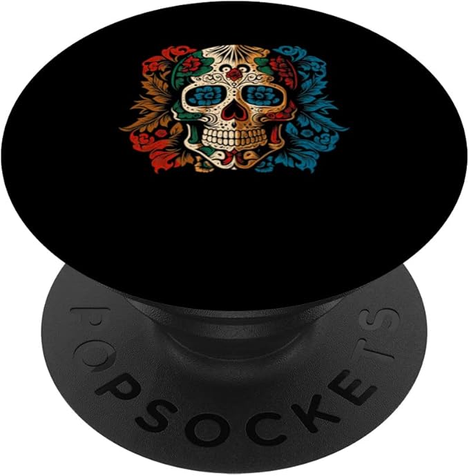 Sugar Skull Flowers & Roses Artistic Tattoo Cinco De Mayo PopSockets Swappable PopGrip - sugar skull temporary tattoo