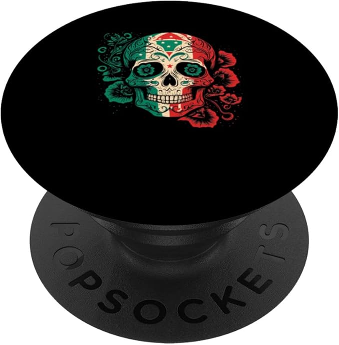 Sugar Skull Flowers & Roses Artistic Tattoo Cinco De Mayo PopSockets Swappable PopGrip - sugar skull temporary tattoo