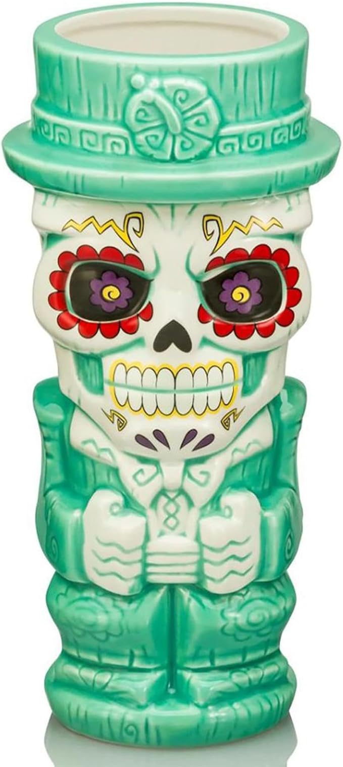 Geeki Tikis Day Of The Dead Sugar Skull Man 18 Ounce Ceramic Mug - sugar skull coffee cup