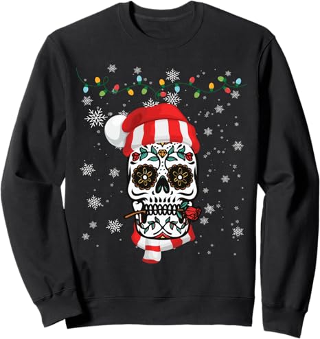 Day Of The Dead Christmas Santa Hat Sugar Skull - sugar skull beanie