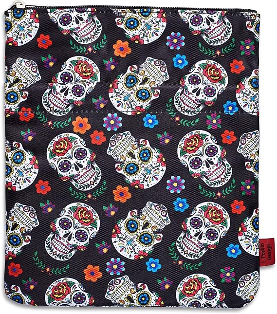 Book Sleeve for Book Lovers, Bookish Book Protector, Book Covers for Paperbacks, Washable Fabric, Book Sleeves with Zipper, Medium 11 Inch X 8.7 Inch - sugar skull wine glass