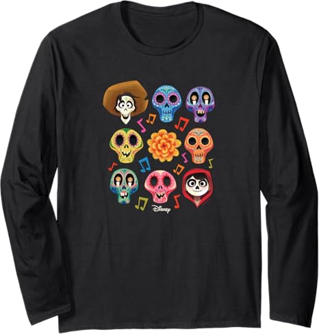 Disney - sugar skull long sleeve shirt mens