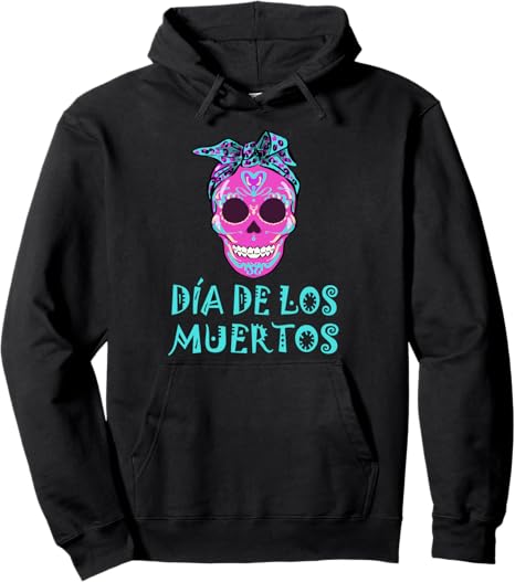 Day Dead Mexican Sugar Skull Bandana Bow Apparel - sugar skull hoodie mens