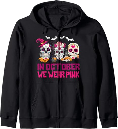 Sugar Skulls Breast Cancer Awareness Tshirts Gifts - sugar skull zip up hoodie mens