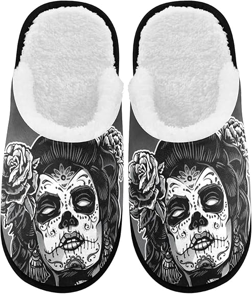 visesunny - sugar skull slippers womens
