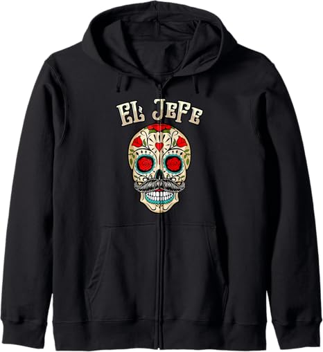 Day of the Dead Dia De los Muertos Halloween Gifts - sugar skull zip up hoodie mens