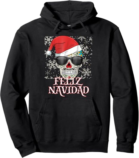 Day of The Dead Feliz Navidad Sugar Skull Xmas Pjs - sugar skull hoodie mens