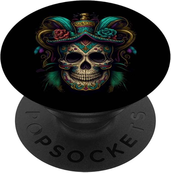 Sugar Skull Wearing Jester Hat Mardi Gras Party - sugar skull beanie