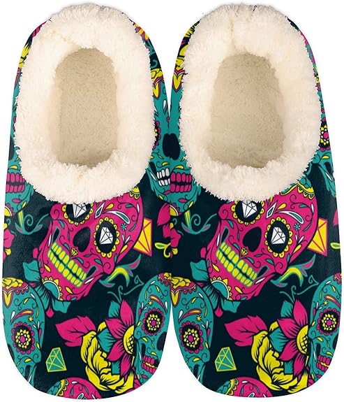 QIANDODUO - sugar skull slippers womens
