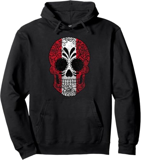 Cool Peruvian Heritage Gifts - sugar skull hoodie mens